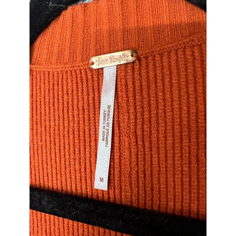 Free People Cardigan Sweater Vest Womens Medium Orange Oversized Button Front - Picture 4 of 7